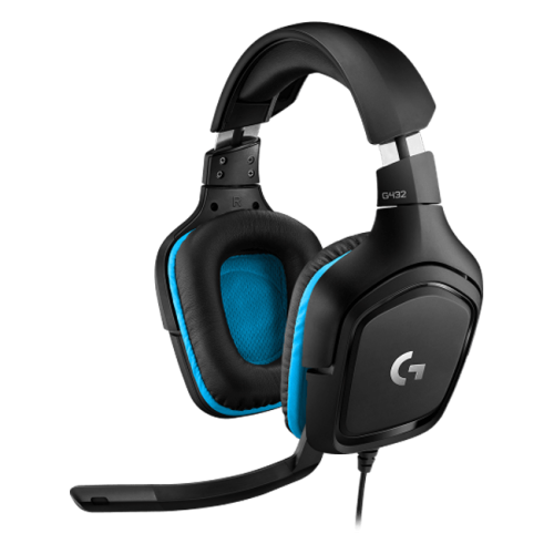 LOGITECH G432 Wired Gaming Headset 7.1 - LEATHERETTE - BLACK/BLUE - USB