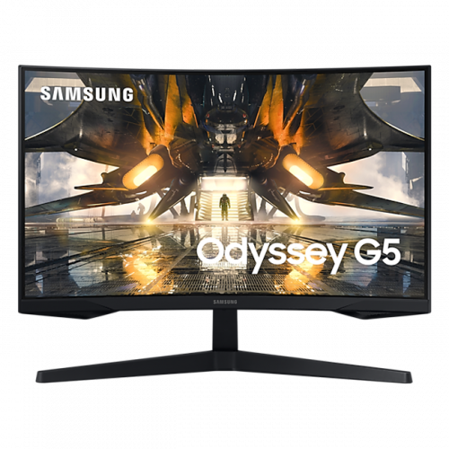 Samsung - 27" LS27AG550EMXZN Odyssey G5 Curved Gaming Monitor, VA, 165Hz, 1mc, QHD (2560x1440), HDMI+DP, Black