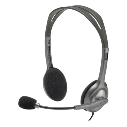 LOGITECH H110 Corded Stereo Headset - GRAY/SILVER - Dual Plug