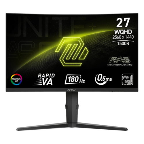 MSI - 27" MAG 275CQRF QD E2 Curved Gaming Monitor, VA, 0,5mc, 180hz, WQHD (2560x1440), HDMI+DP+TypeC, Black