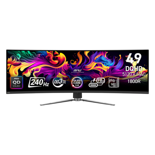 MSI - 49" MPG 491CQPX QD-OLED Curved Gaming Monitor, IPS, 0,03mc, 240hz, DQHD (5120x1440), HDMI+DP+TypeC, Black