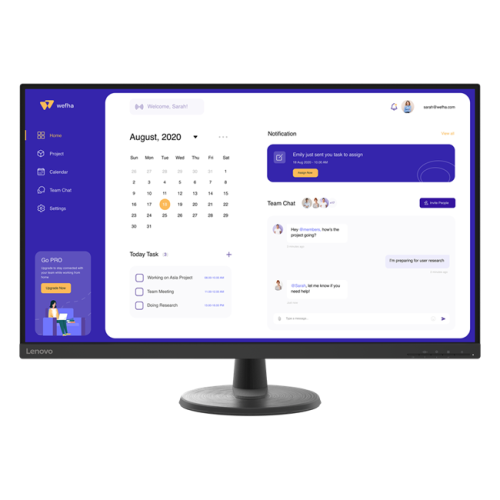 Lenovo - 32" D32u-45  Monitor, VA, 60Hz, 4mc, UHD(3840x2160) 4K, HDMI+DP+TypeC, Black